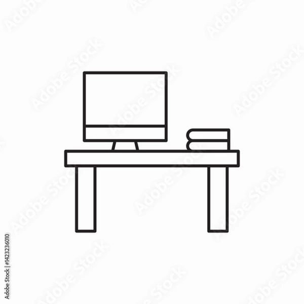 Fototapeta Computer desk workspace office icon vector sign