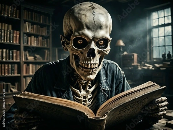 Fototapeta The Skeleton Reading for Knowledge
