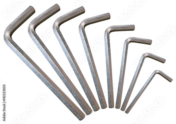 Obraz Hex Key Silver Set Arc Isolated