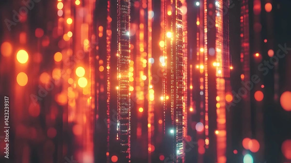Fototapeta Abstract Glowing Red and Orange Vertical Lines Background