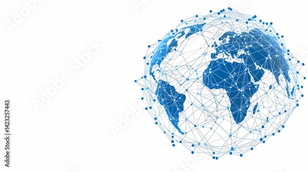Obraz Global Connectivity Concept with Network Lines and Blue Earth Design