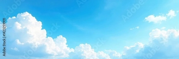 Obraz Watercolor style painting of light blue sky with clouds, clouds, pastel