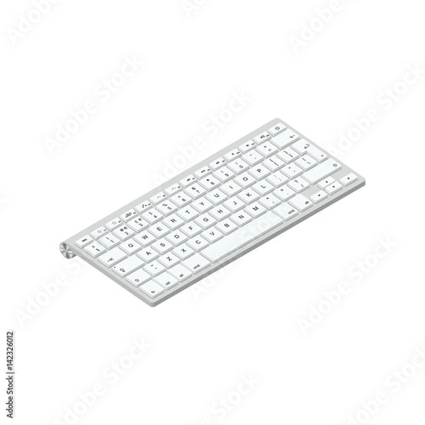 Fototapeta White wireless computer keyboard isolated