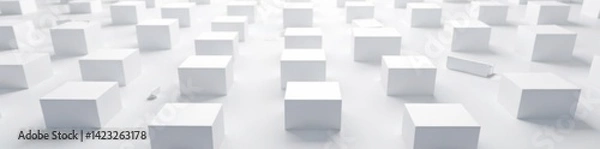 Fototapeta White cube boxes in random pattern ,  pattern,  white cube