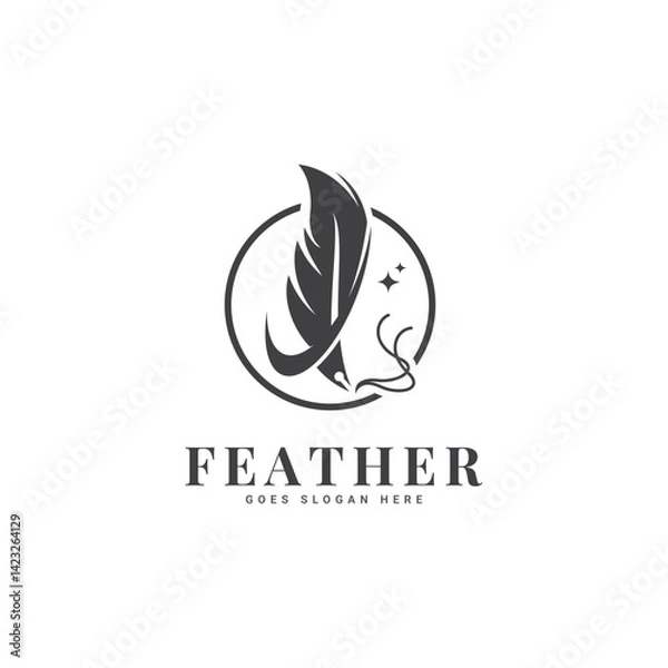 Obraz Feather pen vector logo template