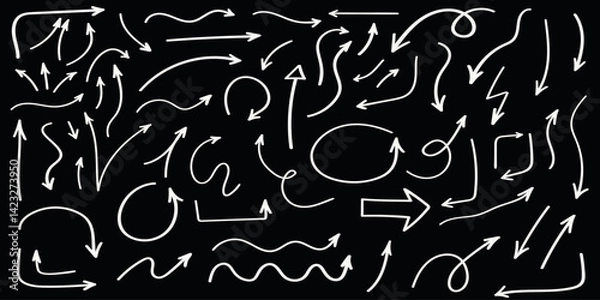 Obraz Line hand drawn brush marker underline, highlight, star element set