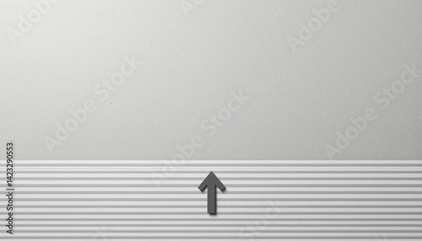 Fototapeta Directional arrow on a minimalist wall indoor setting graphic design modern environment elevated viewpoint contemporary concept for visual guidance