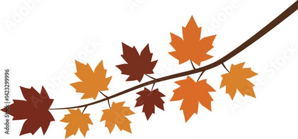 Obraz abstract maple tree branch vector with stylized leaves