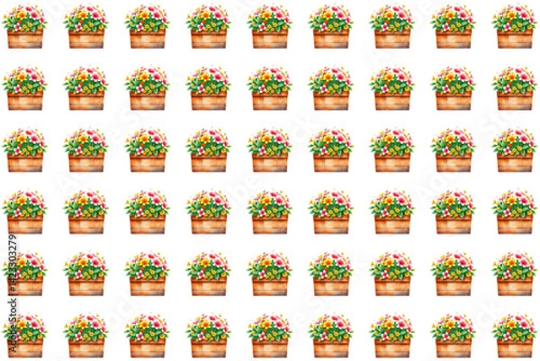 Fototapeta A seamless pattern of flower pots
