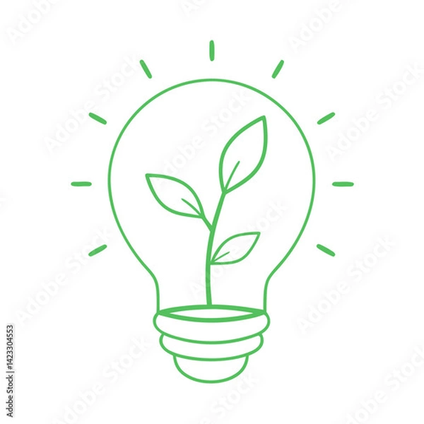 Obraz Light Bulb with Sprout Symbolizing Sustainability and Innovation  