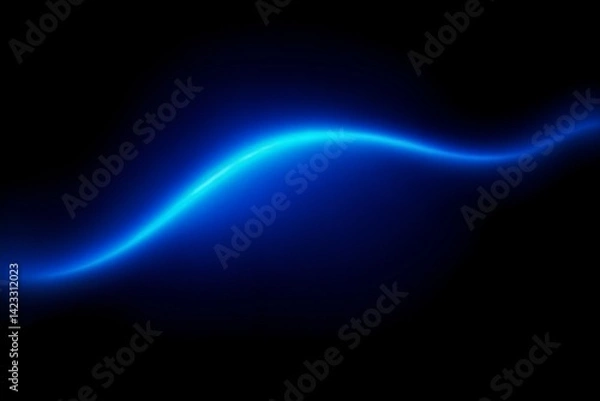 Fototapeta Blue glowing abstract form on noisy black and blue background for futuristic dynamic banner or wallpaper