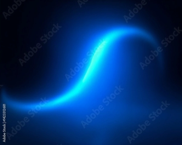 Fototapeta Dynamic black and blue background with glowing abstract shape and noise effect for futuristic poster design