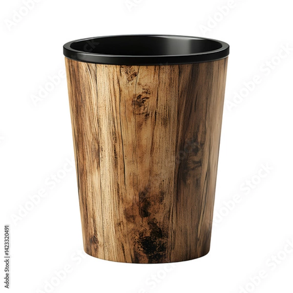 Obraz Wooden Trash Can Mockup on White Background