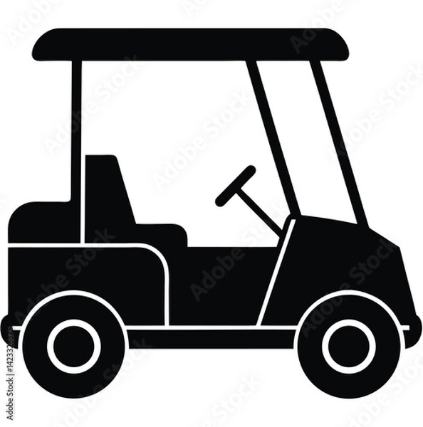 Obraz Clean Black Golf Cart Silhouette Vector