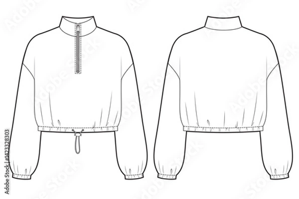 Obraz Half zipper sweatshirt with drawstring on bottom.