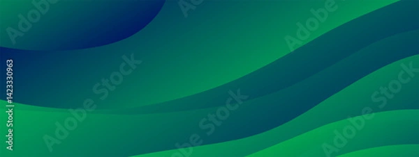 Fototapeta Abstract wave background with deep green and navy blue gradient layers