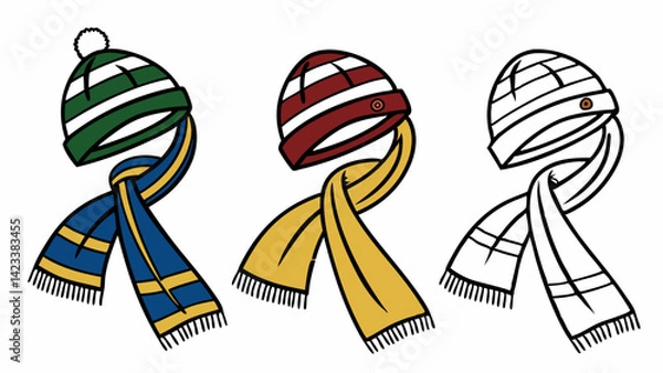 Obraz A vibrant collection of scarves designed for boys and girls, ideal for keeping warm during chilly weather. These colorful accessories add style and warmth for outdoor adventures