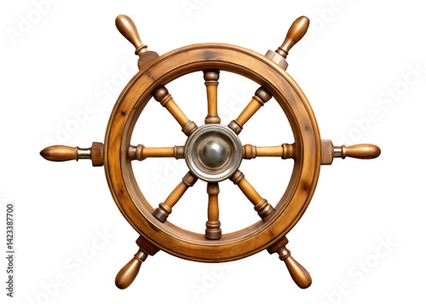 Fototapeta steering wheel of a ship isolated on transparent background