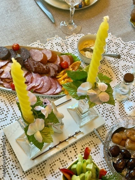 Fototapeta Wielkanoc, stół ze śniadaniem świątecznym
