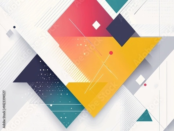 Fototapeta A vibrant abstract design featuring geometric shapes and a blend of bold colors.