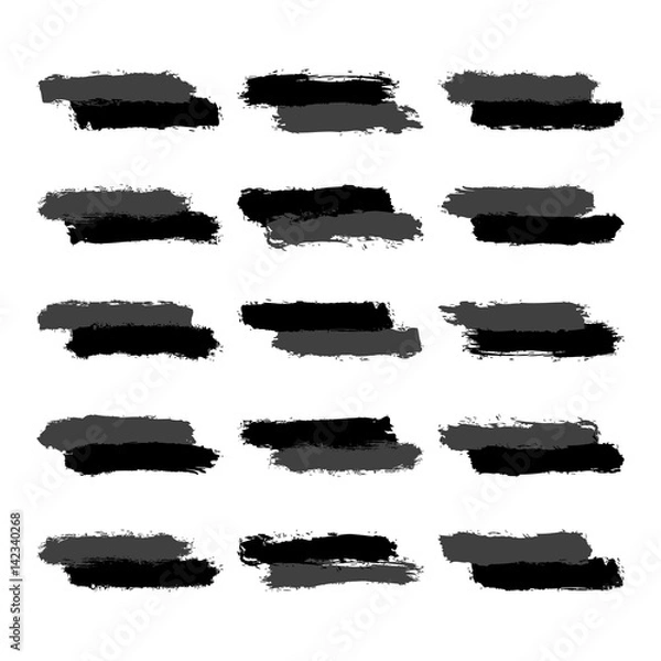 Fototapeta Set Grayscale Brushstroke Paint