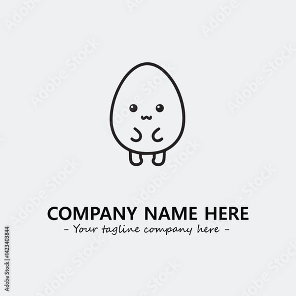 Obraz Egg cartoon illustration black and white for logo company vector image
