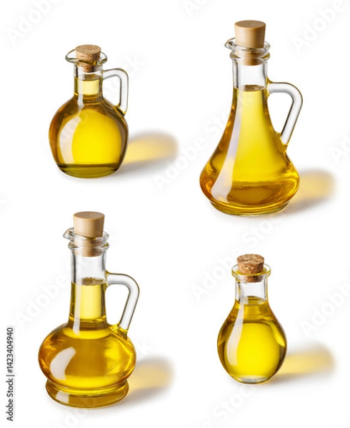 Fototapeta set of oil glass bottles isolated on white
