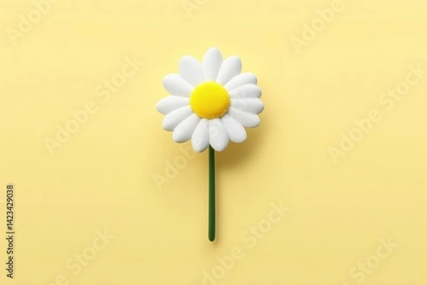 Fototapeta A single, cheerful daisy, stylized and simple