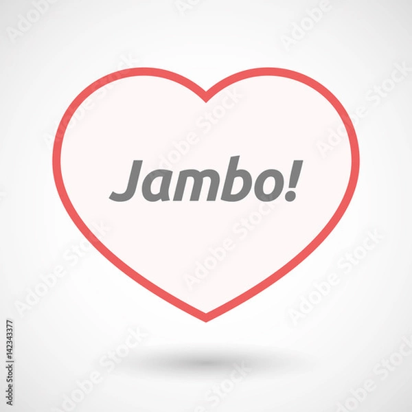 Fototapeta Isolated line art heart with  the text Hello! in the swahili language