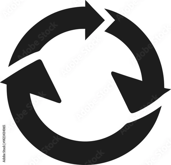 Fototapeta Reload icon  Silhouette vector on transparent background