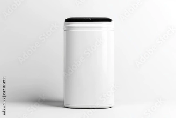 Fototapeta Modern, sleek white water purifier.  Compact, stylish design with a smooth, glossy finish.  Simple, clean lines.  Perfect for any modern kitchen or bathroom
