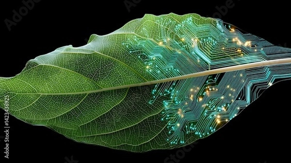 Fototapeta The Harmony of Nature and Technology Represented in a Leaf Design