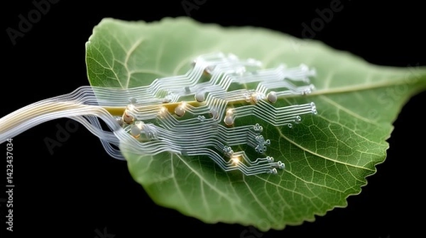 Fototapeta The Harmony of Nature and Technology Represented in a Leaf Design