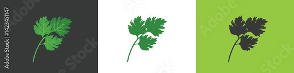Fototapeta Vector icon parsley. vector illustration depicting of fresh green celery leaves, isolated on a white background. Bunch of parsley isolated on white background.