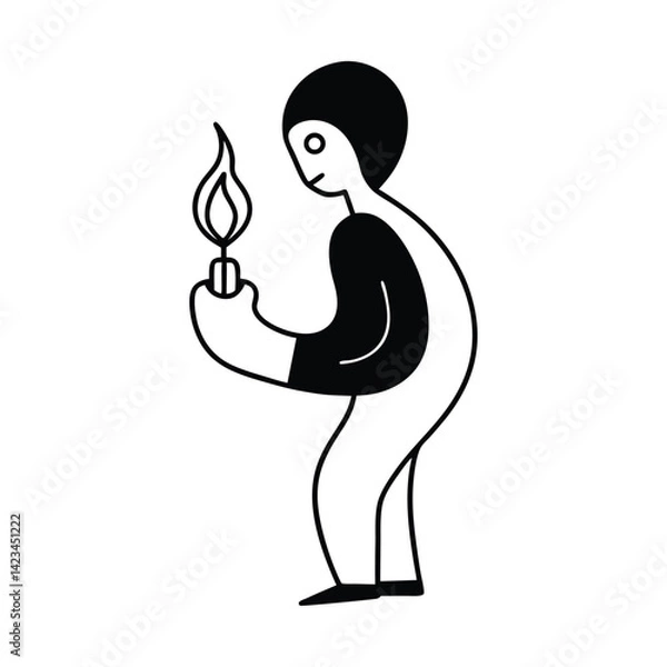 Fototapeta a figure with a candle inside its chest struggling to shine