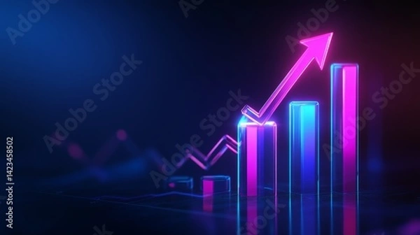 Fototapeta Business growth. Business success data and stock market background. Graph chart. Business growth chart. Arrow growing upward. Economy graph strategy. Futuristic technology. Business financial growth