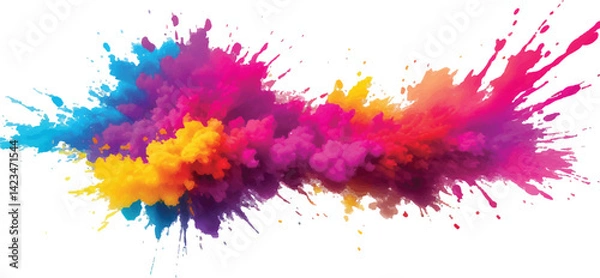 Fototapeta "Modern Abstract Watercolor Stains: Colorful, Dynamic Brush Strokes and Bright Splashes in Rainbow Shades Form a Trendy Aquarelle Design Element Against a Pure White Canvas for Bold Artistic Expressio