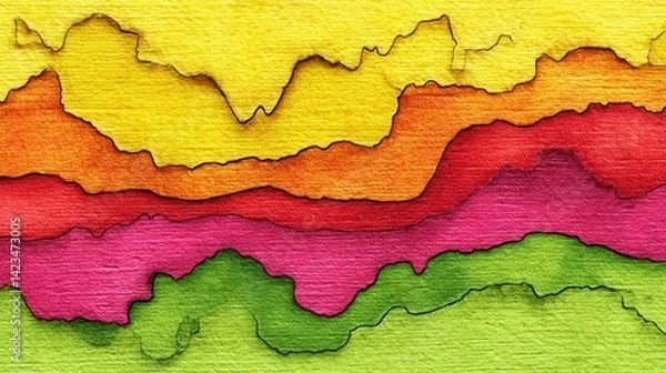 Fototapeta Abstract Colorful Layered Texture with Wavy Lines and Vibrant Hues