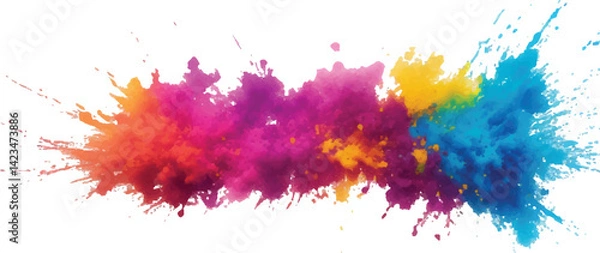 Fototapeta 
"Radiant Watercolor Strokes: Bold, Vibrant Splashes of Color in an Abstract, Rainbow-inspired Pattern on a Clean White Canvas – A Modern Artistic Element in Aquarelle Style"
