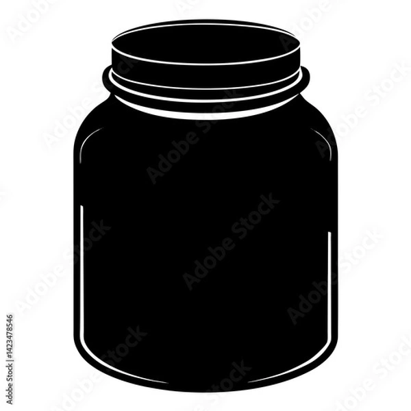 Fototapeta A simple black silhouette of a glass jar with a lid, suitable for various purposes