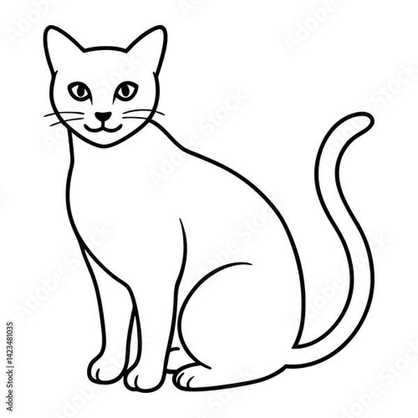 Fototapeta cat silhouette line art vector illustration with a white background