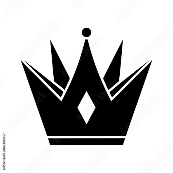 Fototapeta Crown icon flat style vector illustration for graphic and web design. Royal king crown symbol isolated on white background. Simple and minimal king crown black silhouette