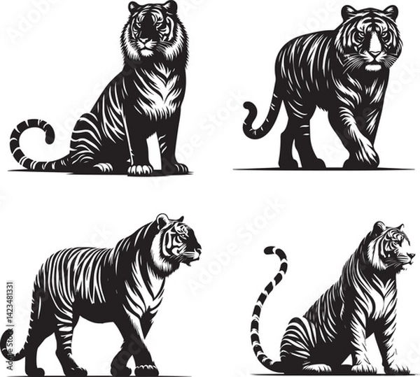 Obraz Tigris Tiger – Bold Spirit of the Wild Riverlands Vector Illustration