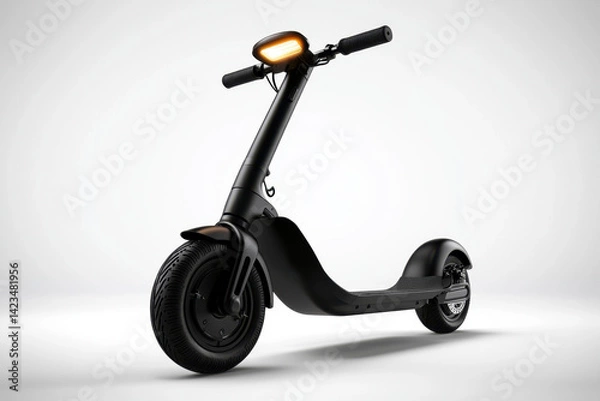Fototapeta Compact foldable electric scooter for urban commuting modern city streets vehicle image minimalistic environment front view innovative transportation solution