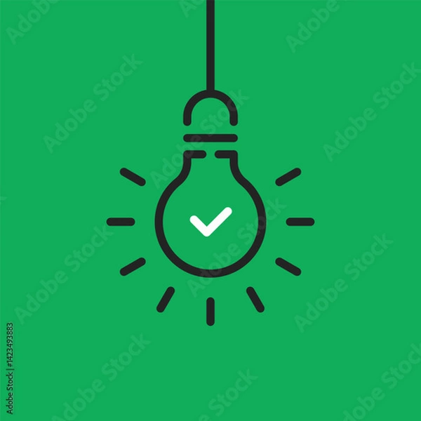 Fototapeta top tip icon with hanging light bulb like insight