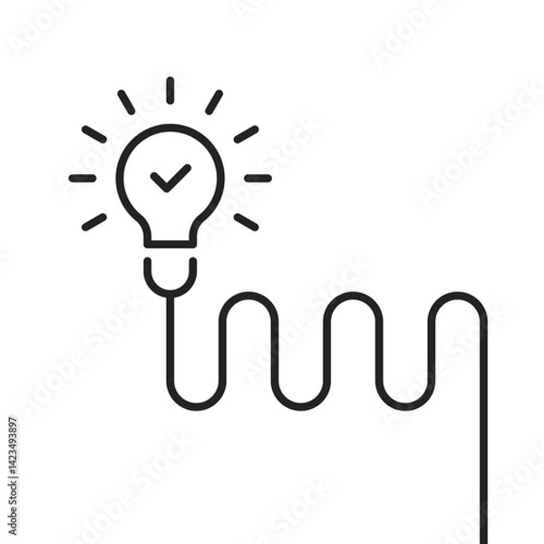Obraz insight icon like thin line light bulb with wire