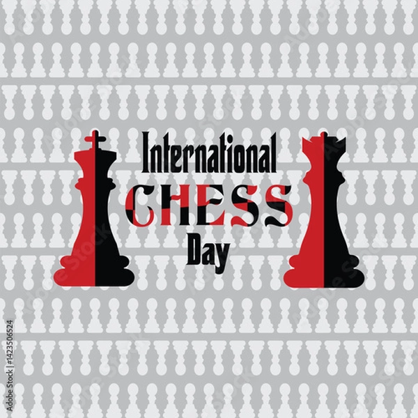 Fototapeta International Chess Day is on July 20th, also known as World Chess Day. That promotes the game of chess. This template is suitable for creating background banners, posters, and cards, featuring a