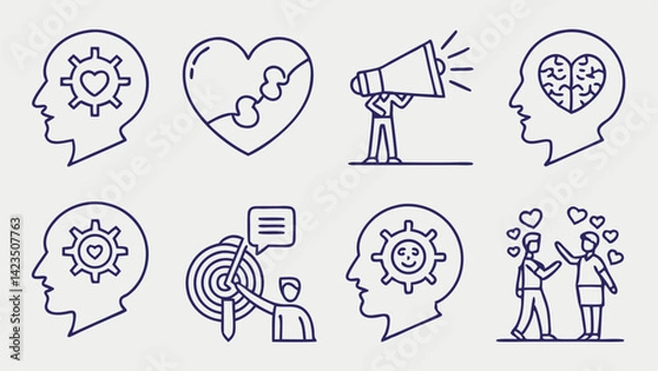 Obraz psychology web icons set in thin line design  pack.eps