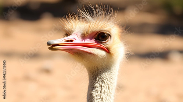 Fototapeta Ostrich bird in the baking hot karoo in South Africa Generative AI