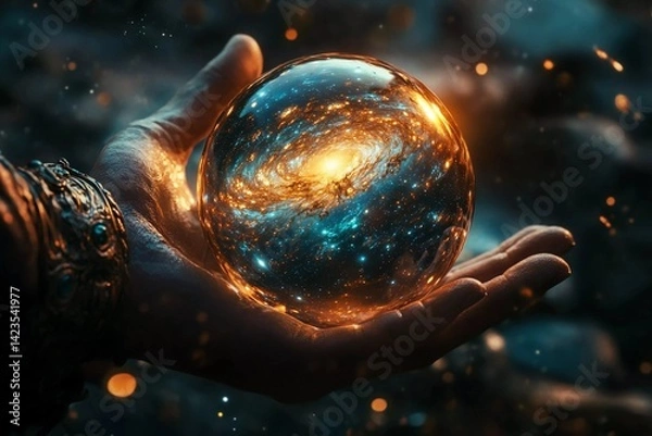 Fototapeta Discovering Cosmic Wonders Within a Magical Sphere of Light Generative AI